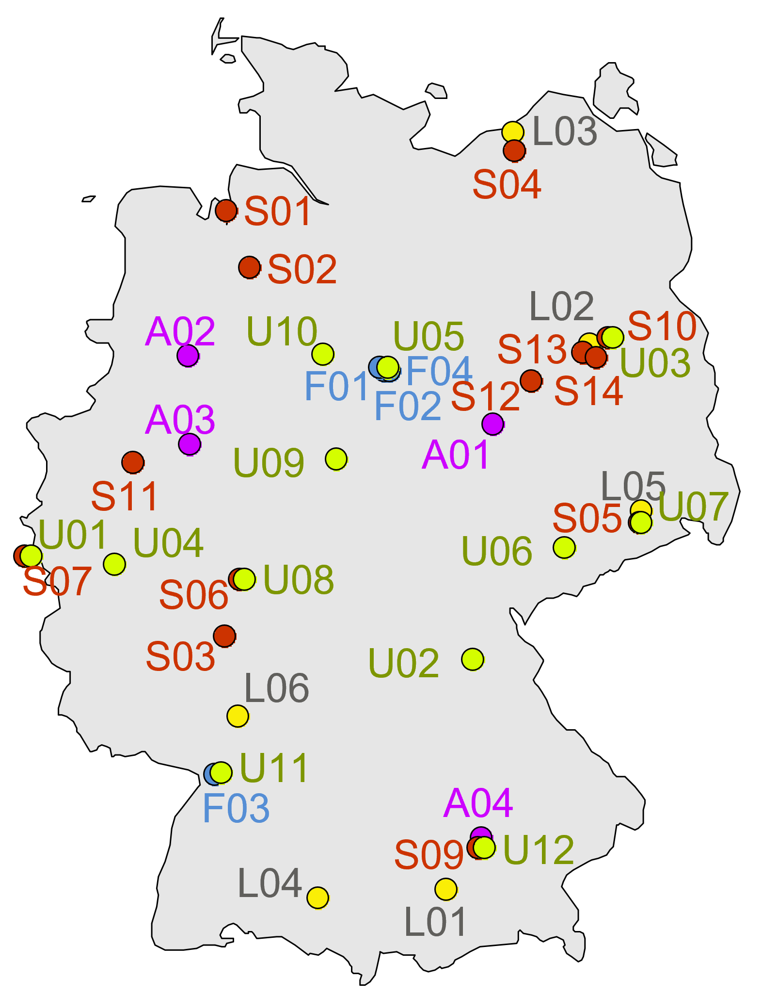 Landkarte mit Forschungs-Standorten zu CEA: DLR Bremen, HU Berlin, IGZ Leipzig, HS Osnabrück, TU Bielefeld, ILS Institut, RWTH Aachen, TH Bingen HS Weihenstephan-Triesdorf, TU München